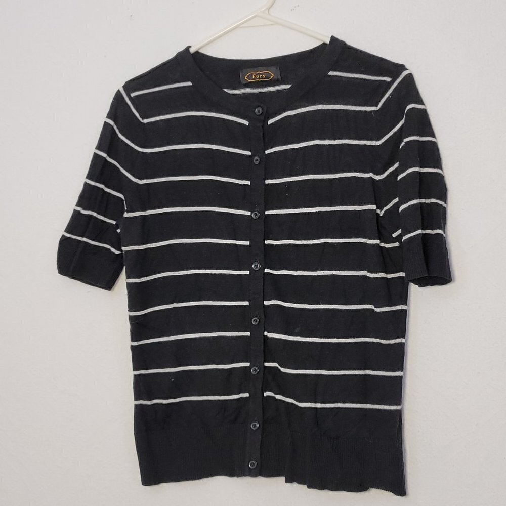 555. Fury 3/4 Sleeve Sweater Blue/White Sz M